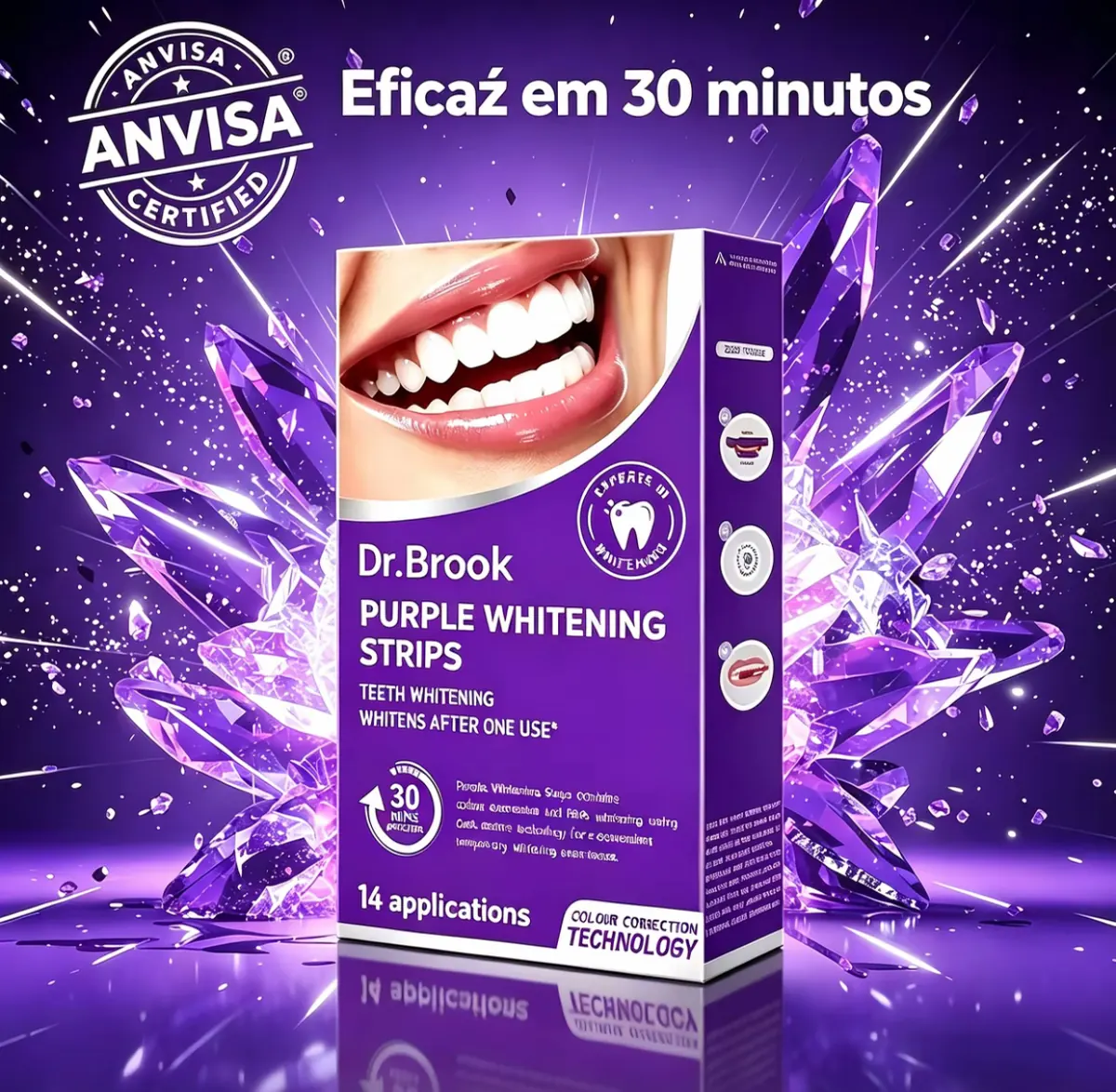 Fitas Clareadoras Dentais Purple Whitening Strips