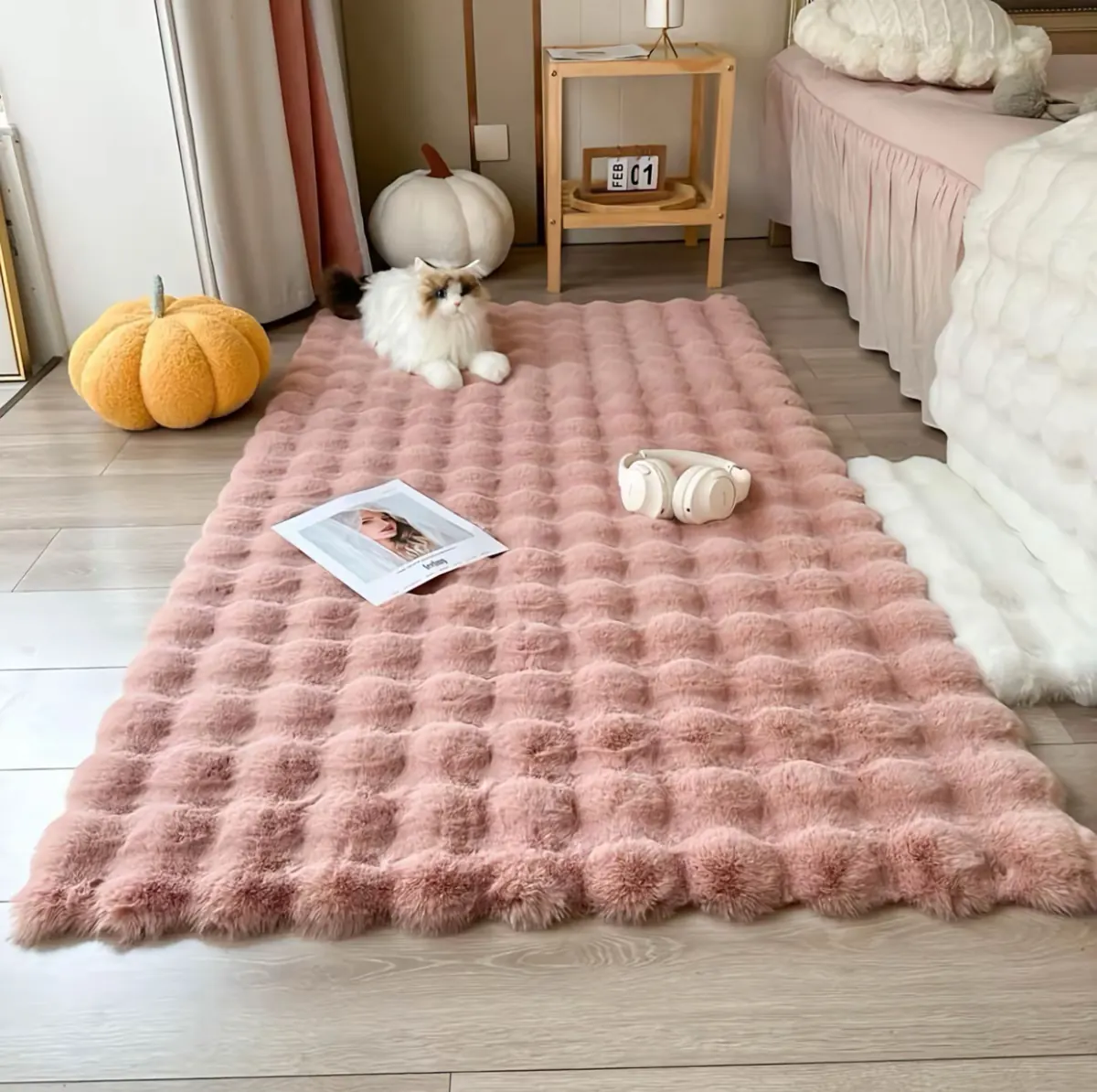 Tapete Peludo Antiderrapante para Quarto e Sala